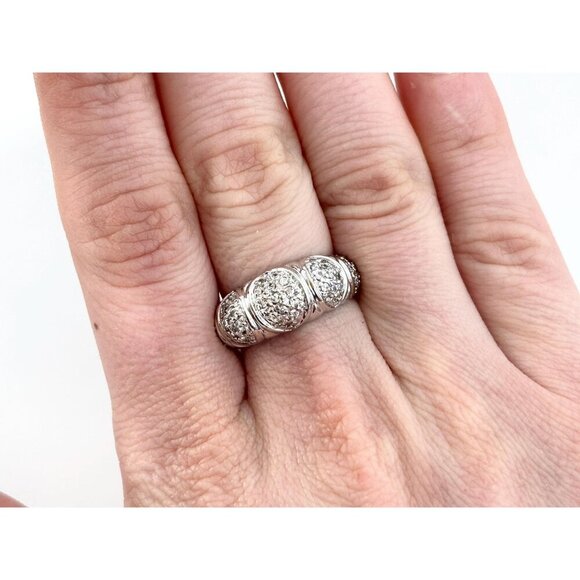 SOLD Domed Sterling Silver Pave Set Vintage Multi Gemstone Cluster Ring - sz 7 - Picture 9 of 10